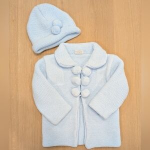 Isabella Babywear Light Blue Knit Jacket and Hat Set